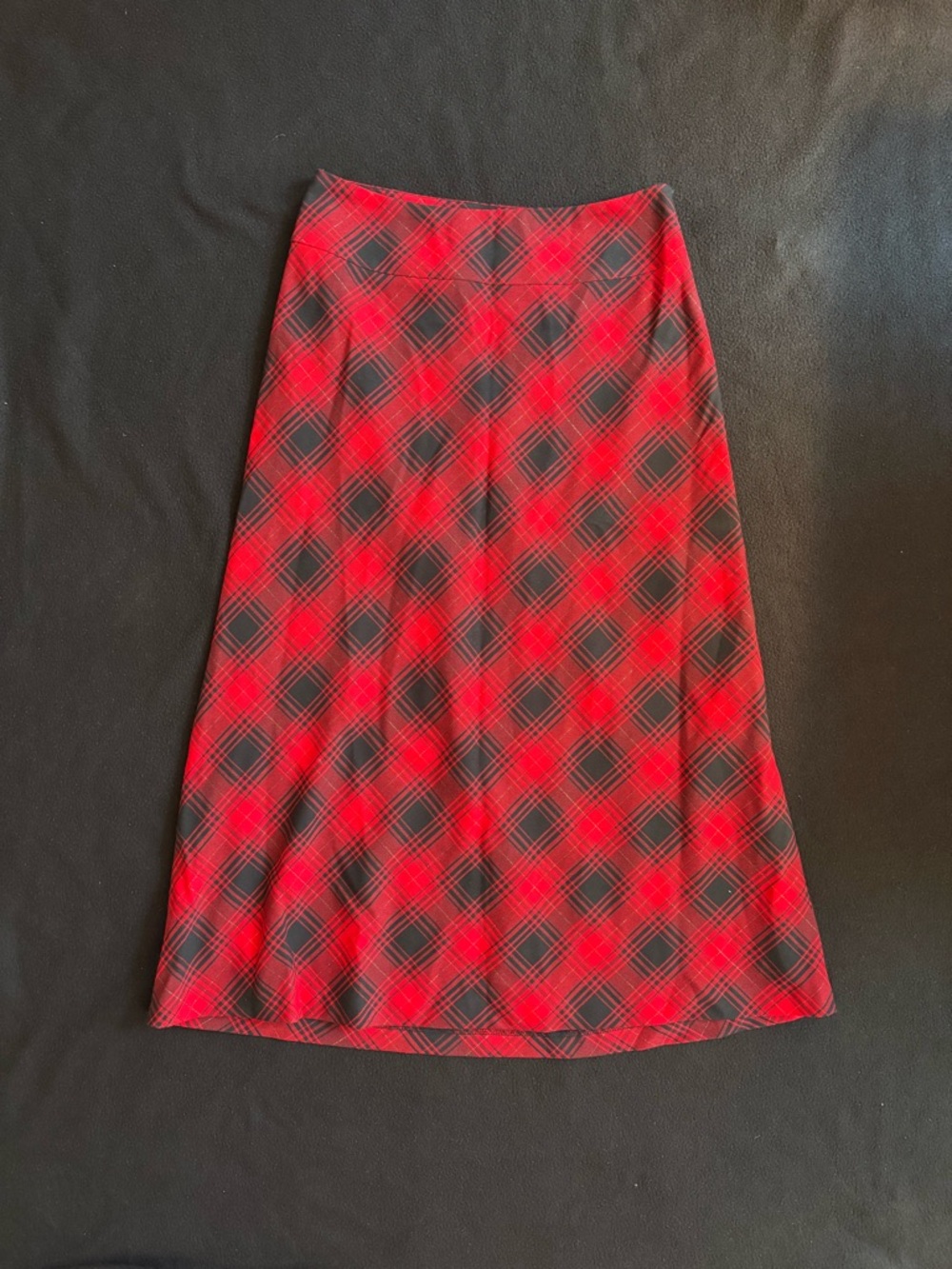 Covington Red and Black Plaid Midi Skirt